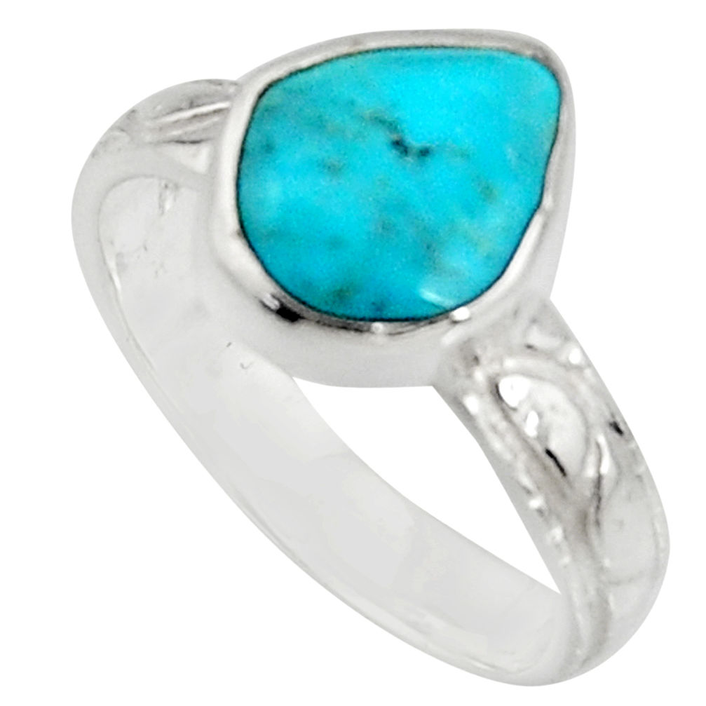 4.43cts blue sleeping beauty turquoise 925 sterling silver ring size 7 r14289