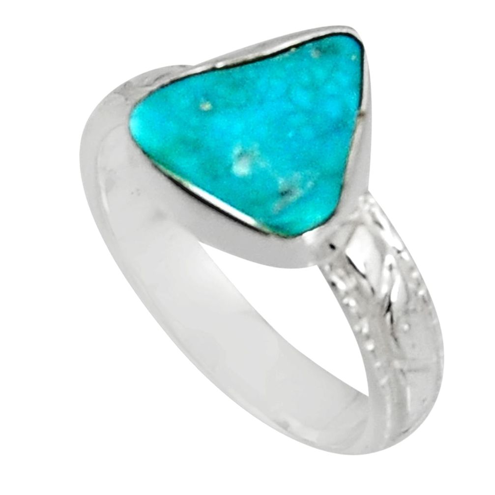4.18cts blue sleeping beauty turquoise 925 sterling silver ring size 6 r14290