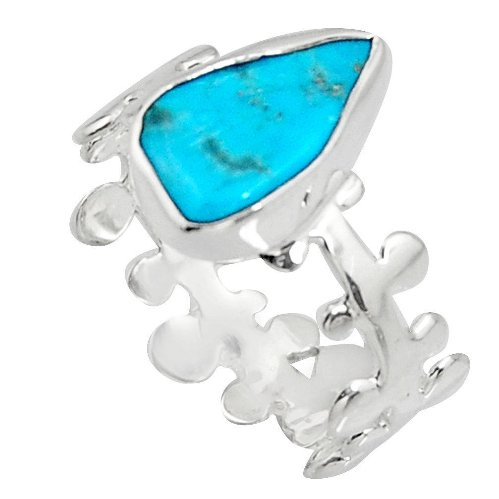 4.75cts blue sleeping beauty turquoise 925 sterling silver ring size 8.5 r14295