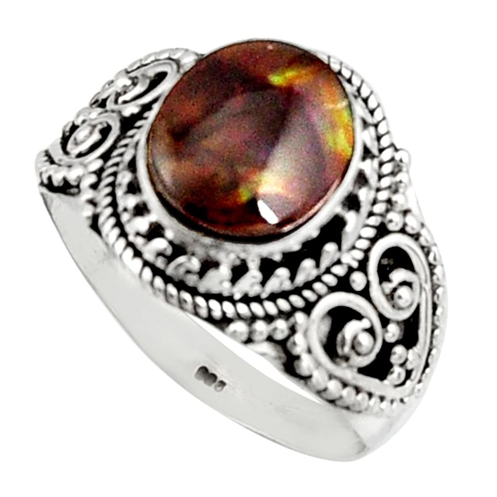 5.18cts natural mexican fire opal 925 silver solitaire ring size 11.5 r14473