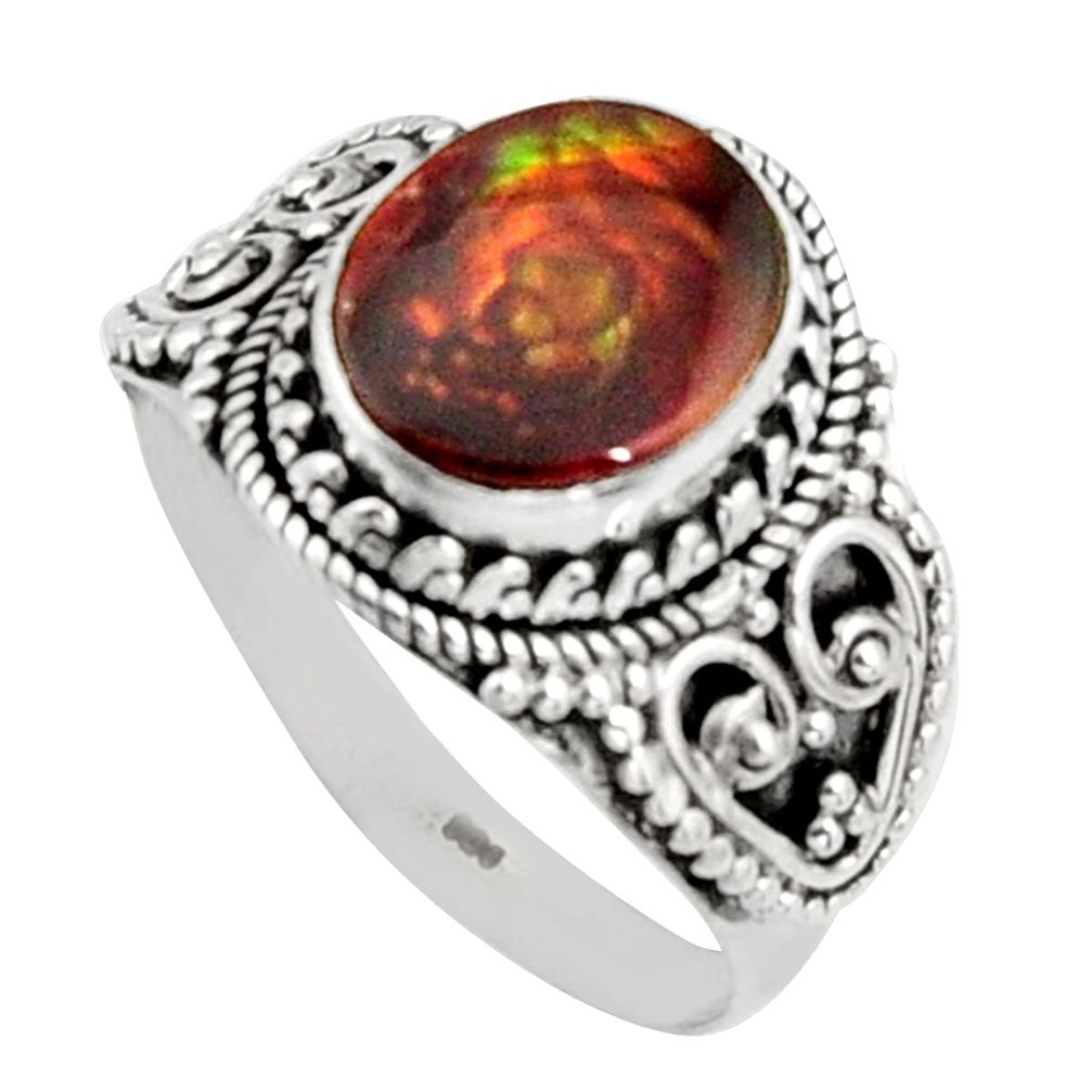 5.42cts natural mexican fire opal 925 silver solitaire ring size 11.5 r14474
