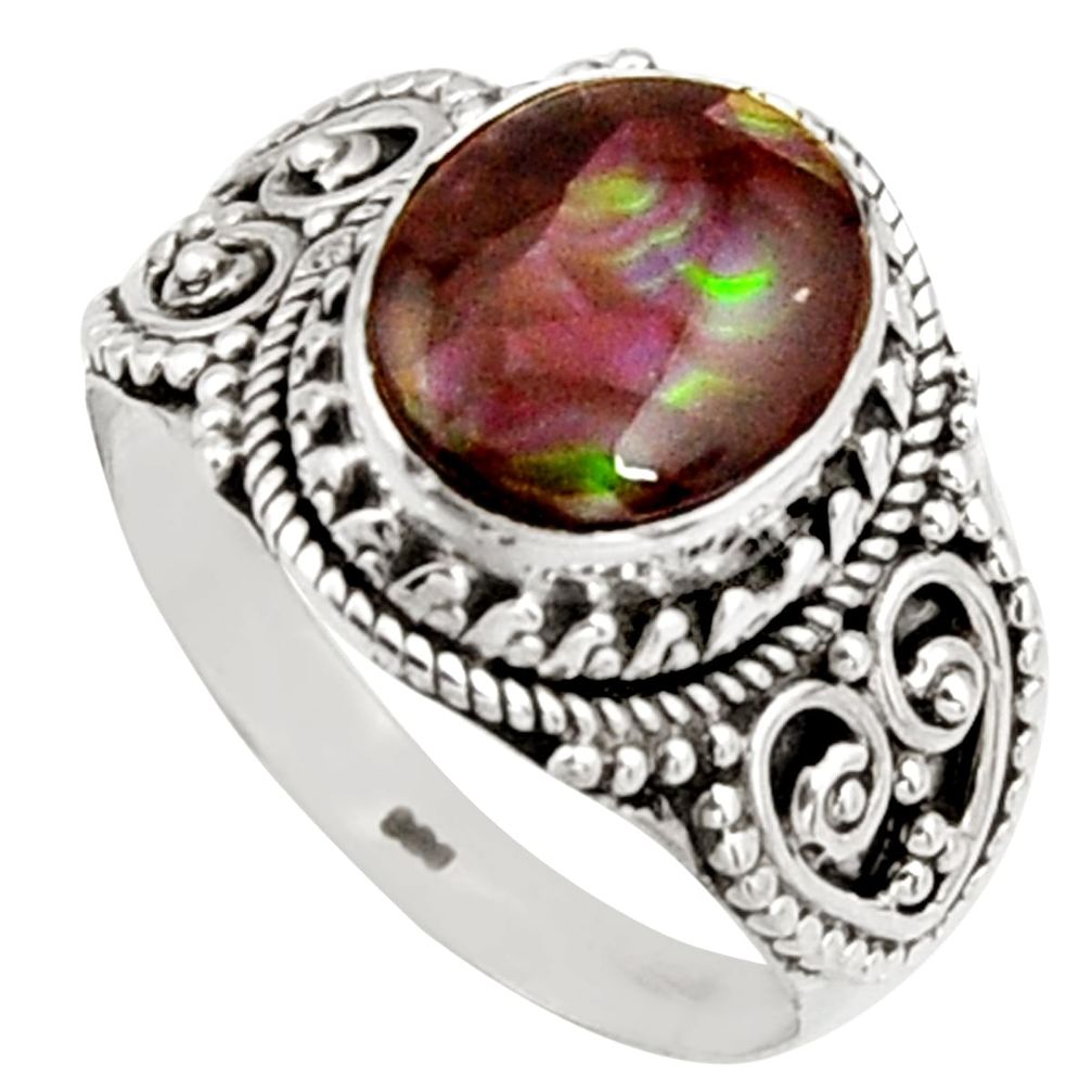 925 silver 5.01cts natural mexican fire opal oval solitaire ring size 11 r14475