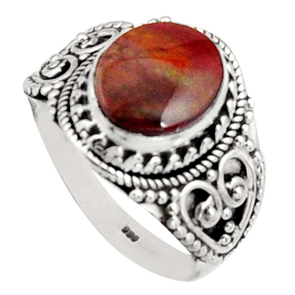 4.82cts natural mexican fire opal 925 silver solitaire ring size 10.5 r14476