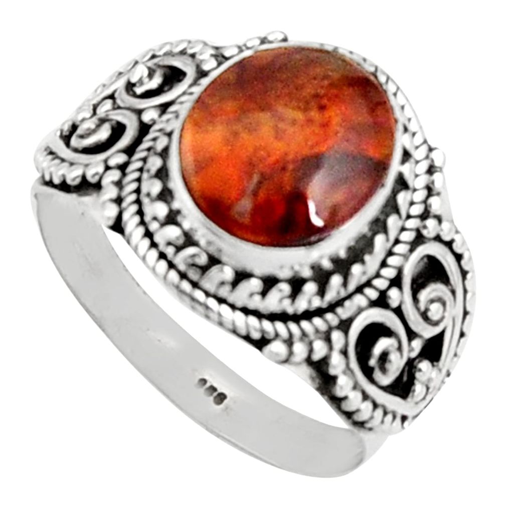 925 silver 5.01cts natural mexican fire opal solitaire ring size 11.5 r14478