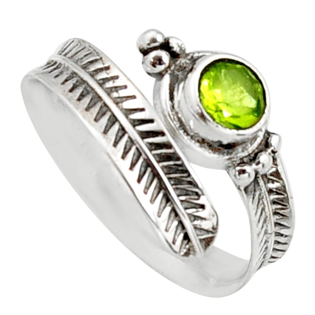 2.93cts natural green peridot 925 sterling silver adjustable ring size 7 r14568