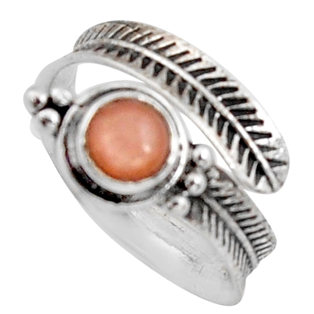 1.04cts natural pink moonstone 925 sterling silver adjustable ring size 7 r14572