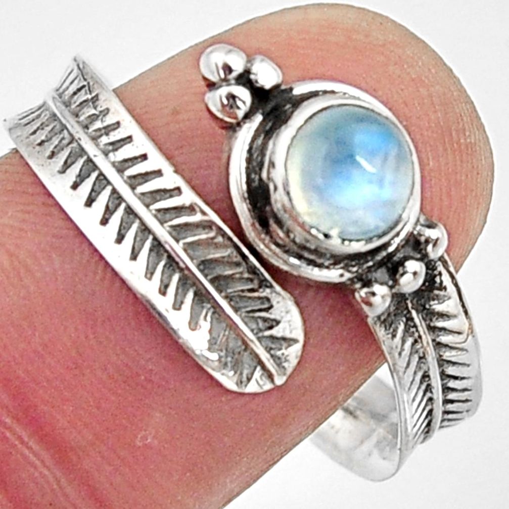 1.11cts natural rainbow moonstone 925 silver adjustable ring size 9 r14576