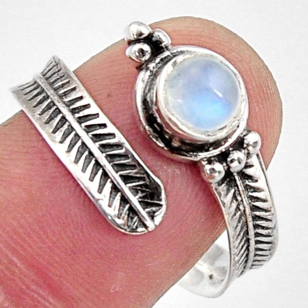 925 silver 1.04cts natural rainbow moonstone adjustable ring size 9 r14577