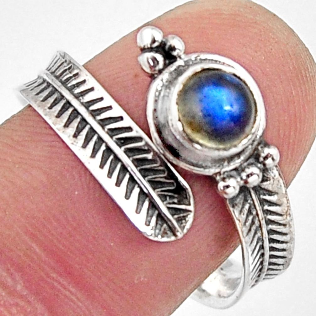 1.04cts natural blue labradorite 925 silver adjustable ring size 9 r14579