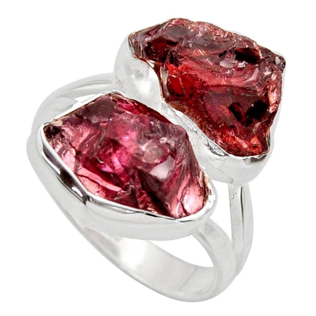 13.28cts natural red garnet rough 925 silver solitaire ring size 8 r14988
