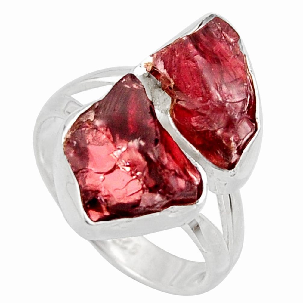 925 silver 11.21cts natural red garnet rough fancy solitaire ring size 6 r14999