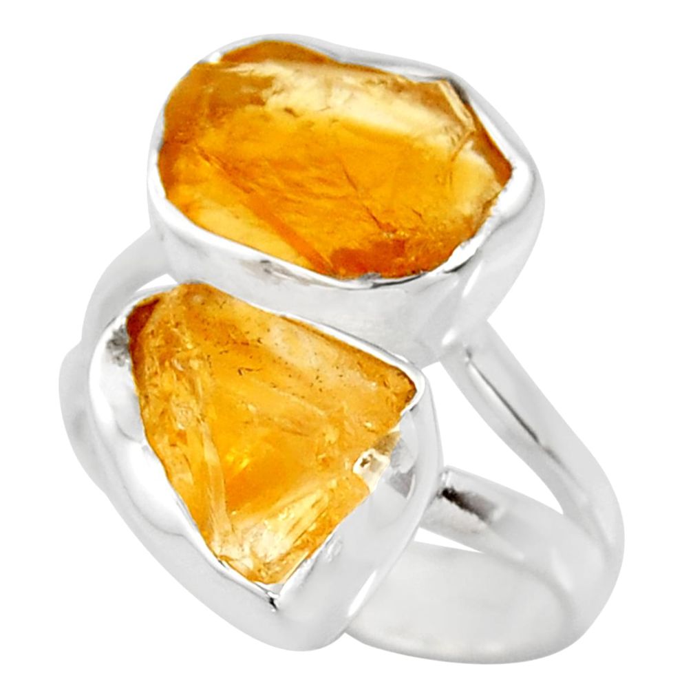 10.76cts yellow citrine rough 925 silver solitaire ring jewelry size 6 r15002