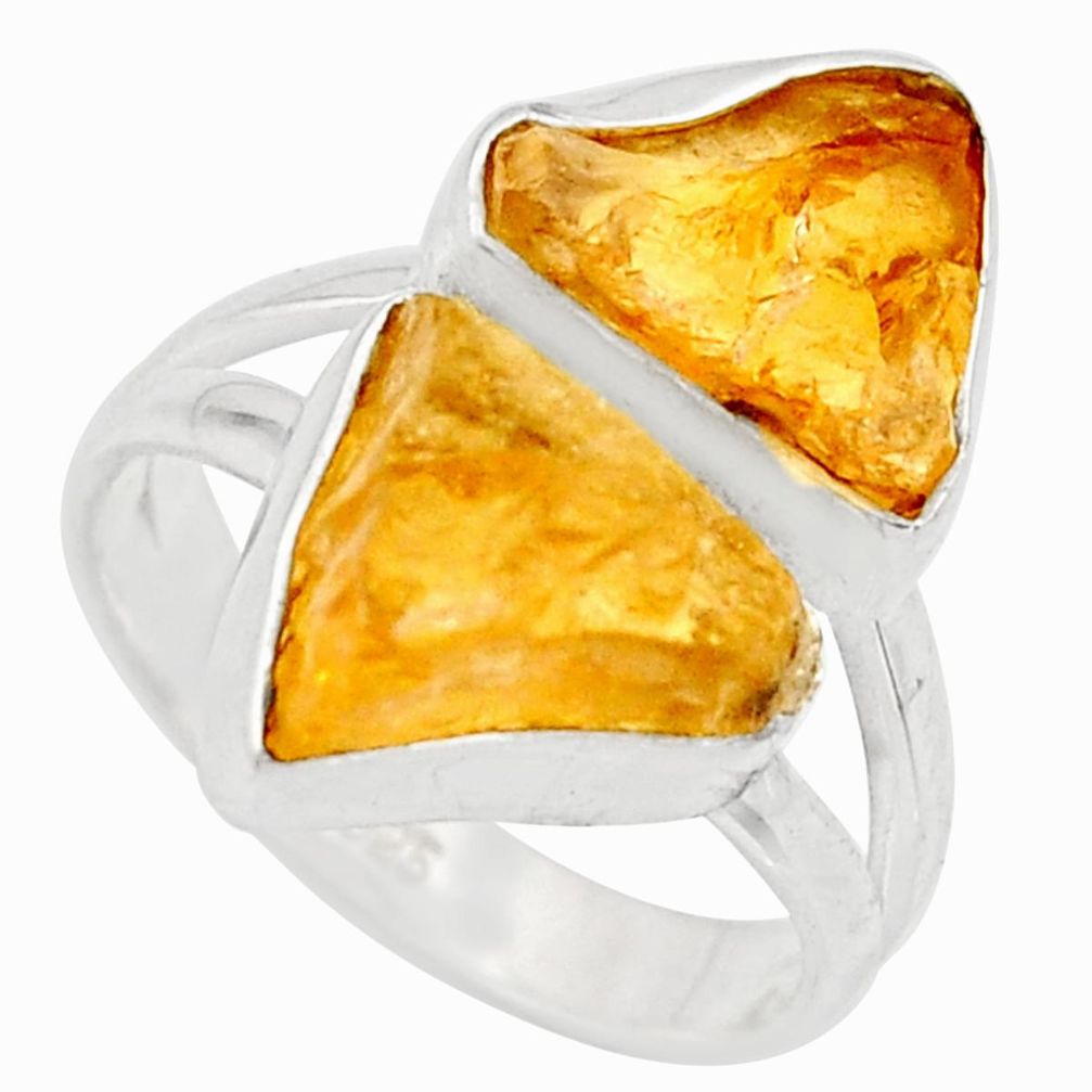 11.57cts yellow citrine rough 925 silver solitaire ring jewelry size 7 r15021