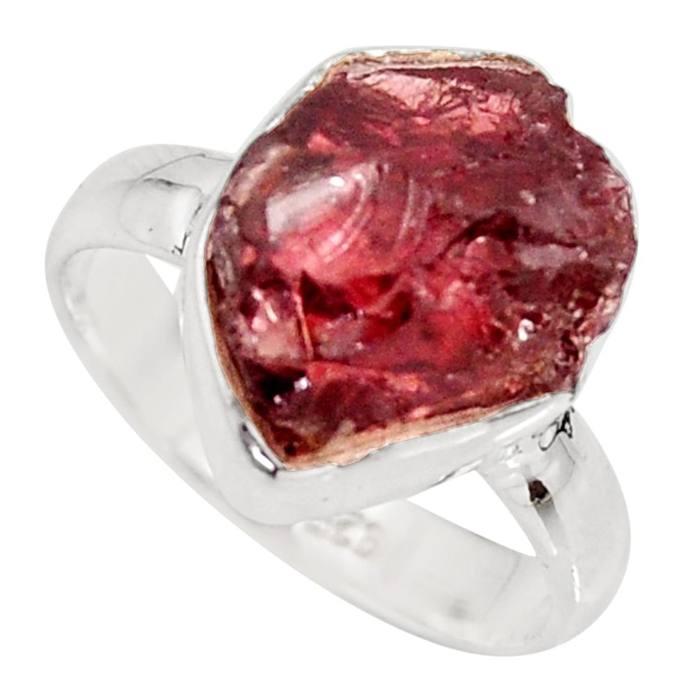 925 silver 5.54cts natural red garnet rough solitaire ring jewelry size 6 r15089