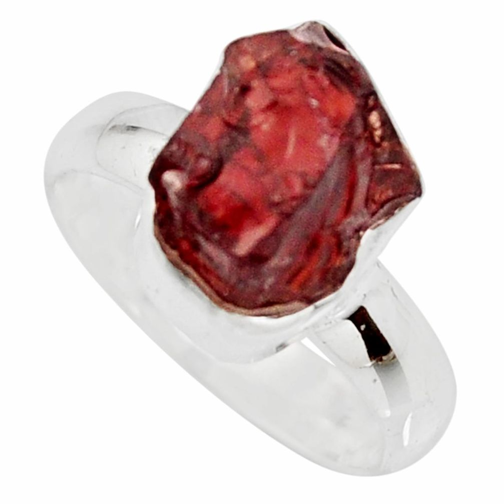 6.08cts natural red garnet rough 925 silver solitaire ring jewelry size 6 r15090