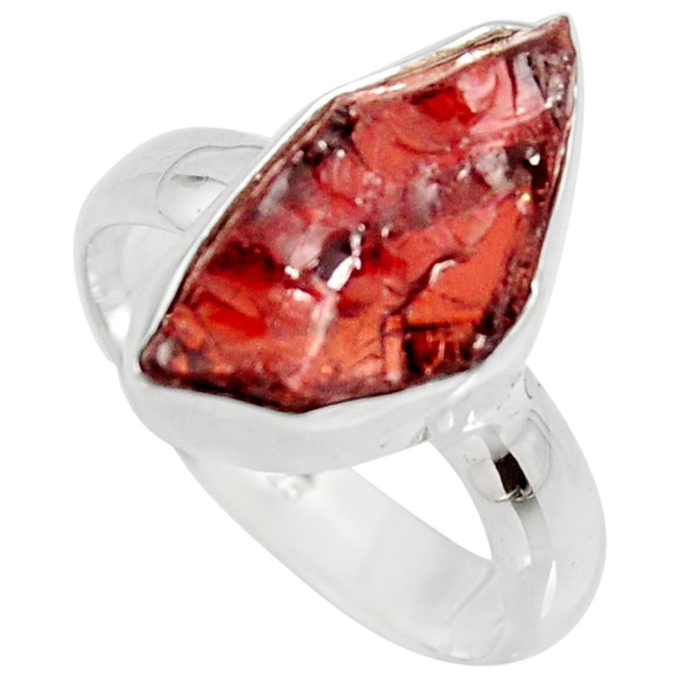6.83cts natural red garnet rough 925 silver solitaire ring jewelry size 8 r15091
