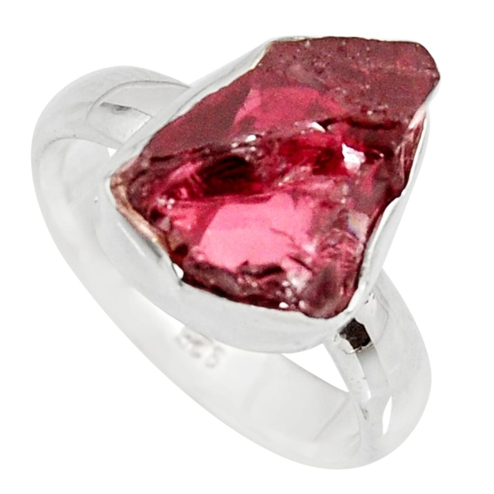 6.10cts natural red garnet rough 925 silver solitaire ring jewelry size 7 r15092