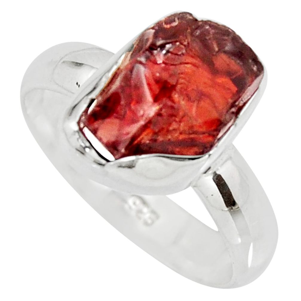5.81cts natural red garnet rough 925 silver solitaire ring jewelry size 8 r15093