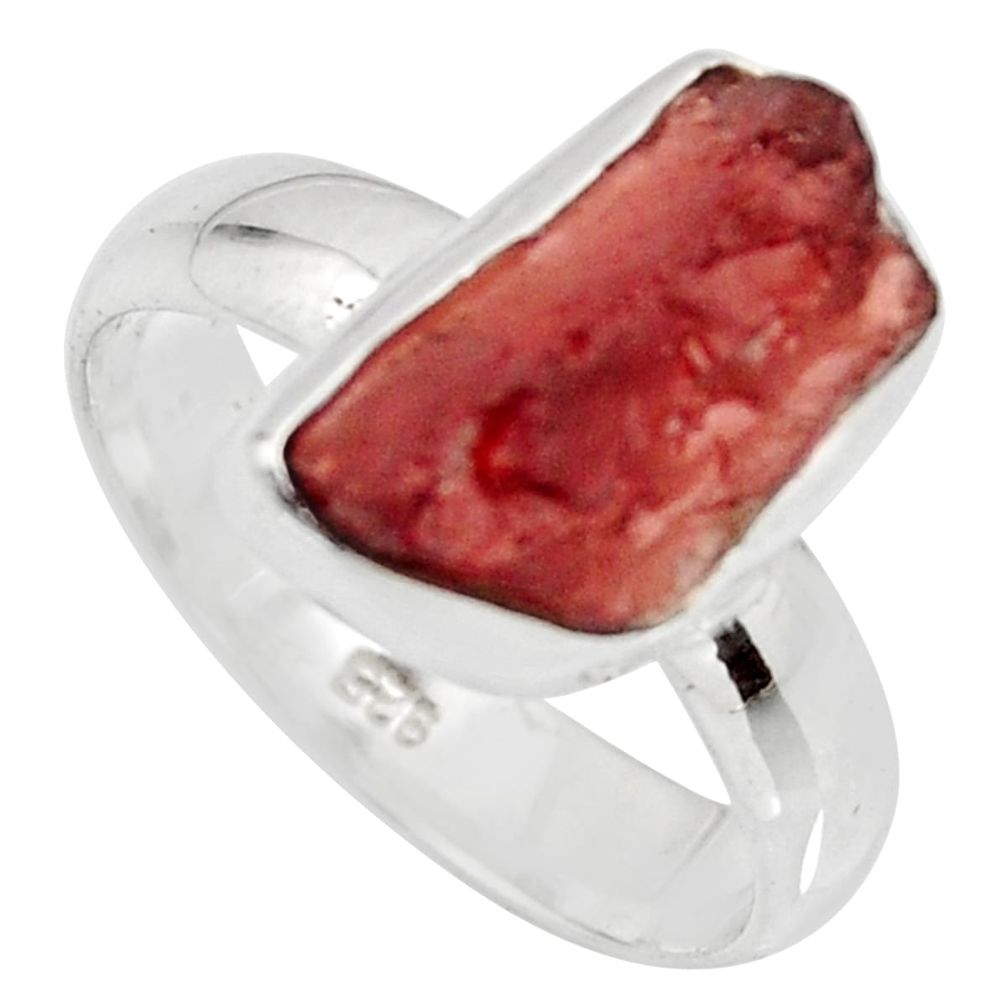 5.81cts natural red garnet rough 925 silver solitaire ring jewelry size 7 r15095