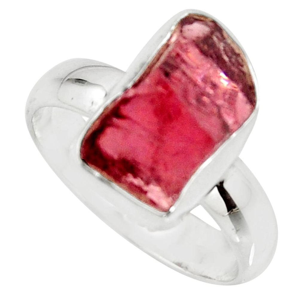 6.05cts natural red garnet rough 925 silver solitaire ring jewelry size 7 r15096