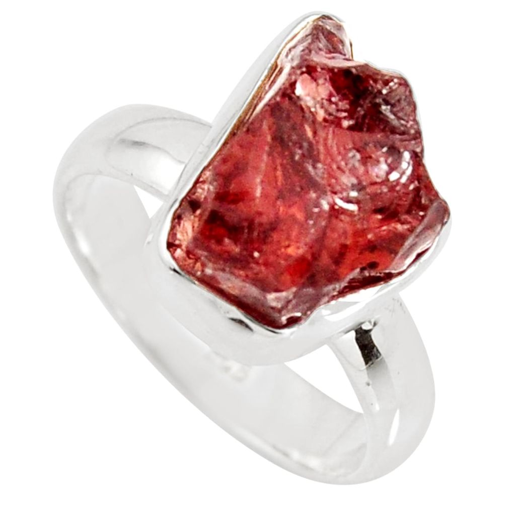 6.84cts natural red garnet rough 925 silver solitaire ring jewelry size 7 r15097