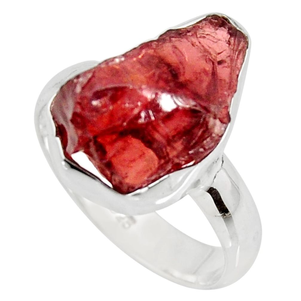 925 silver 8.54cts natural red garnet rough solitaire ring jewelry size 8 r15098