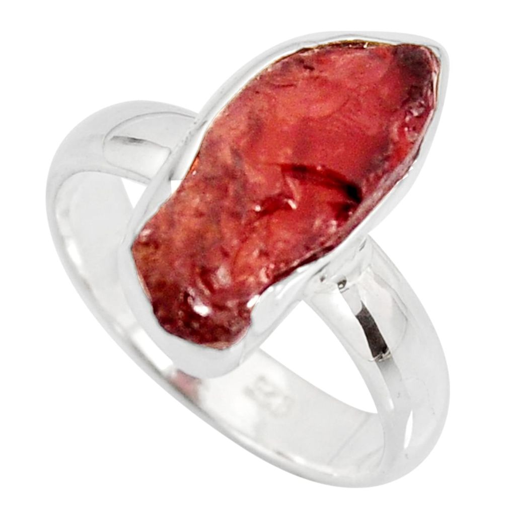 6.33cts natural red garnet rough 925 silver solitaire ring jewelry size 8 r15100