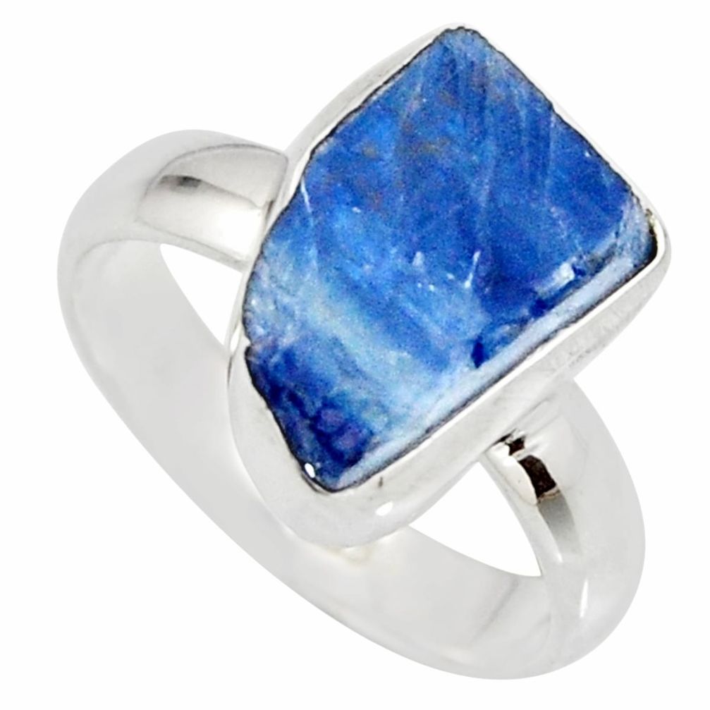 6.57cts natural blue kyanite rough 925 silver solitaire ring size 7 r15149