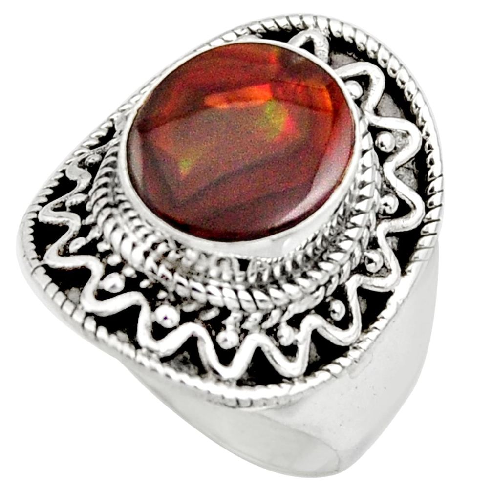 5.30cts natural mexican fire agate 925 silver solitaire ring size 8 r15413