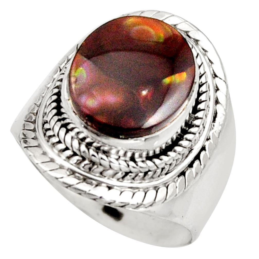 5.27cts natural mexican fire agate 925 silver solitaire ring size 7 r15414