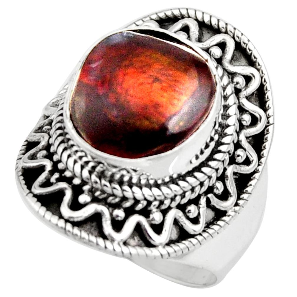 5.42cts natural mexican fire agate 925 silver solitaire ring size 7 r15417