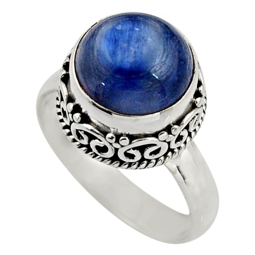5.31cts natural blue kyanite 925 sterling silver solitaire ring size 7 r15454