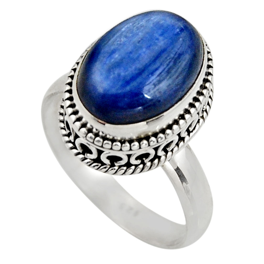 925 sterling silver 6.80cts natural blue kyanite solitaire ring size 9 r15457