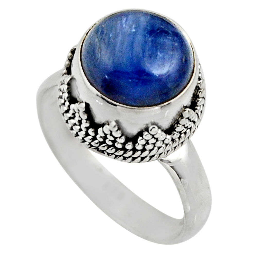 5.53cts natural blue kyanite 925 sterling silver solitaire ring size 7.5 r15459