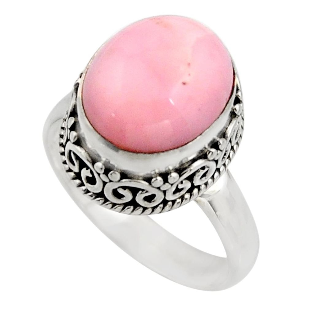 5.08cts natural pink opal 925 sterling silver solitaire ring size 7 r15461