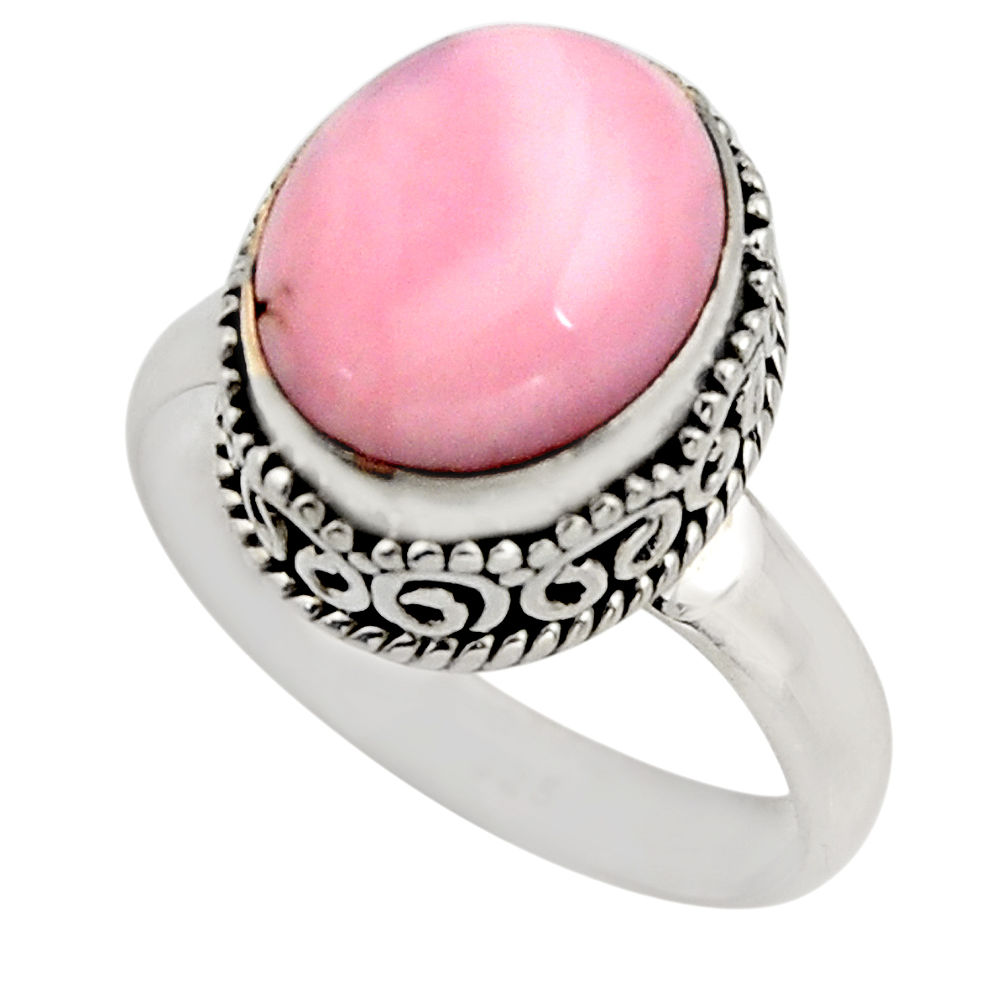 925 sterling silver 5.31cts natural pink opal solitaire ring size 8.5 r15468