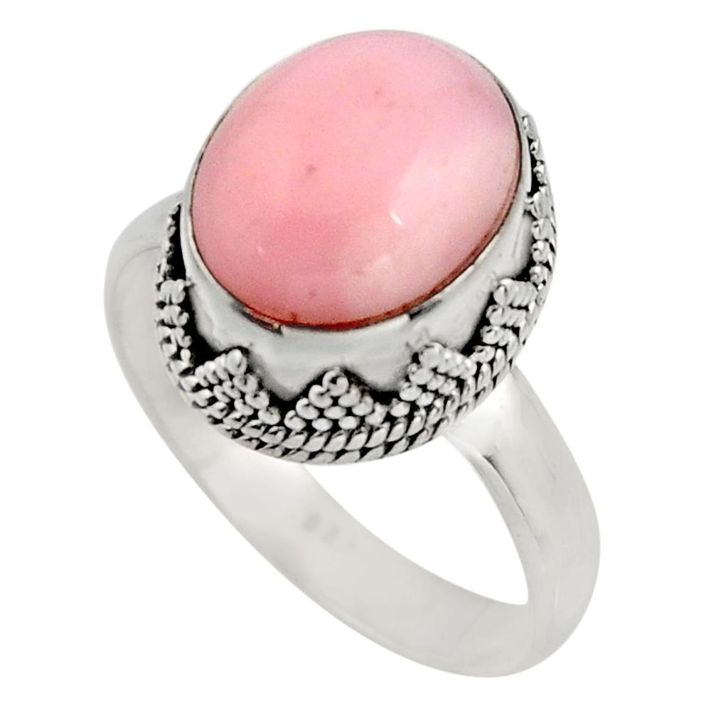 5.53cts natural pink opal 925 sterling silver solitaire ring size 9 r15469