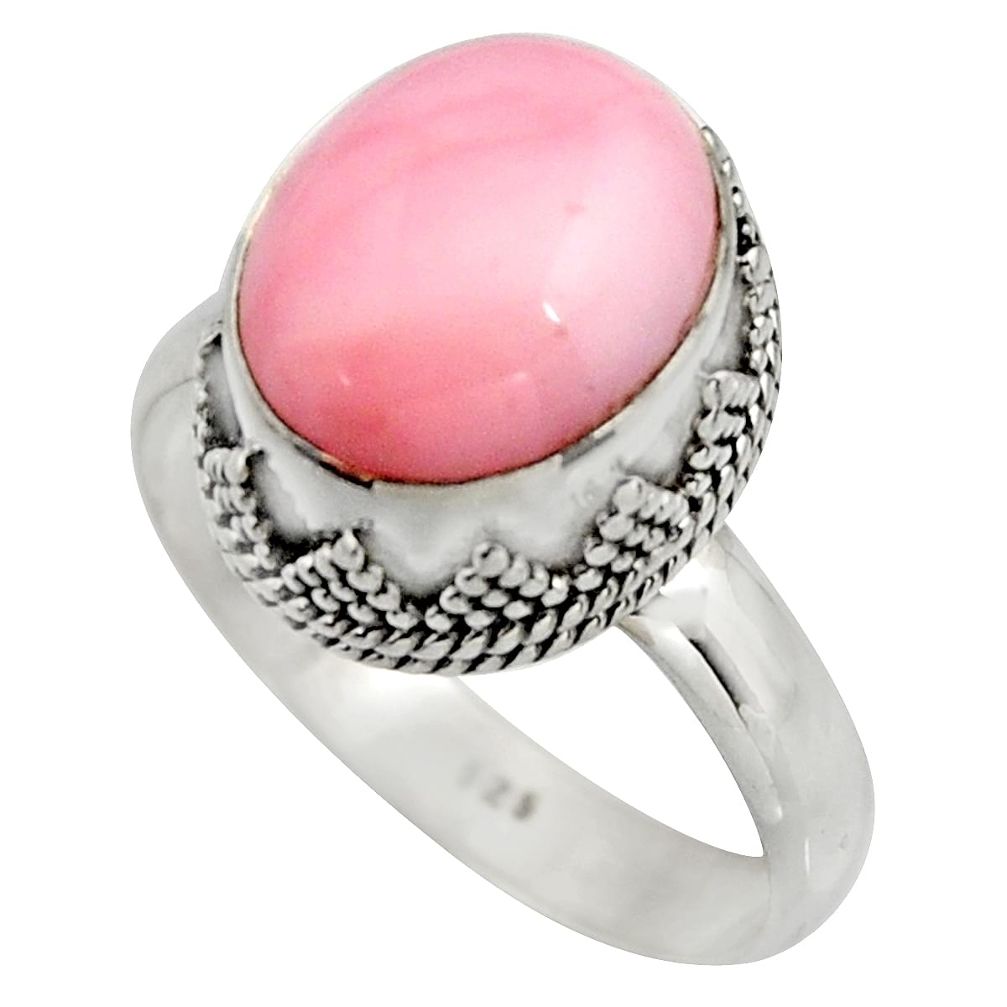 5.07cts natural pink opal 925 sterling silver solitaire ring size 9 r15474