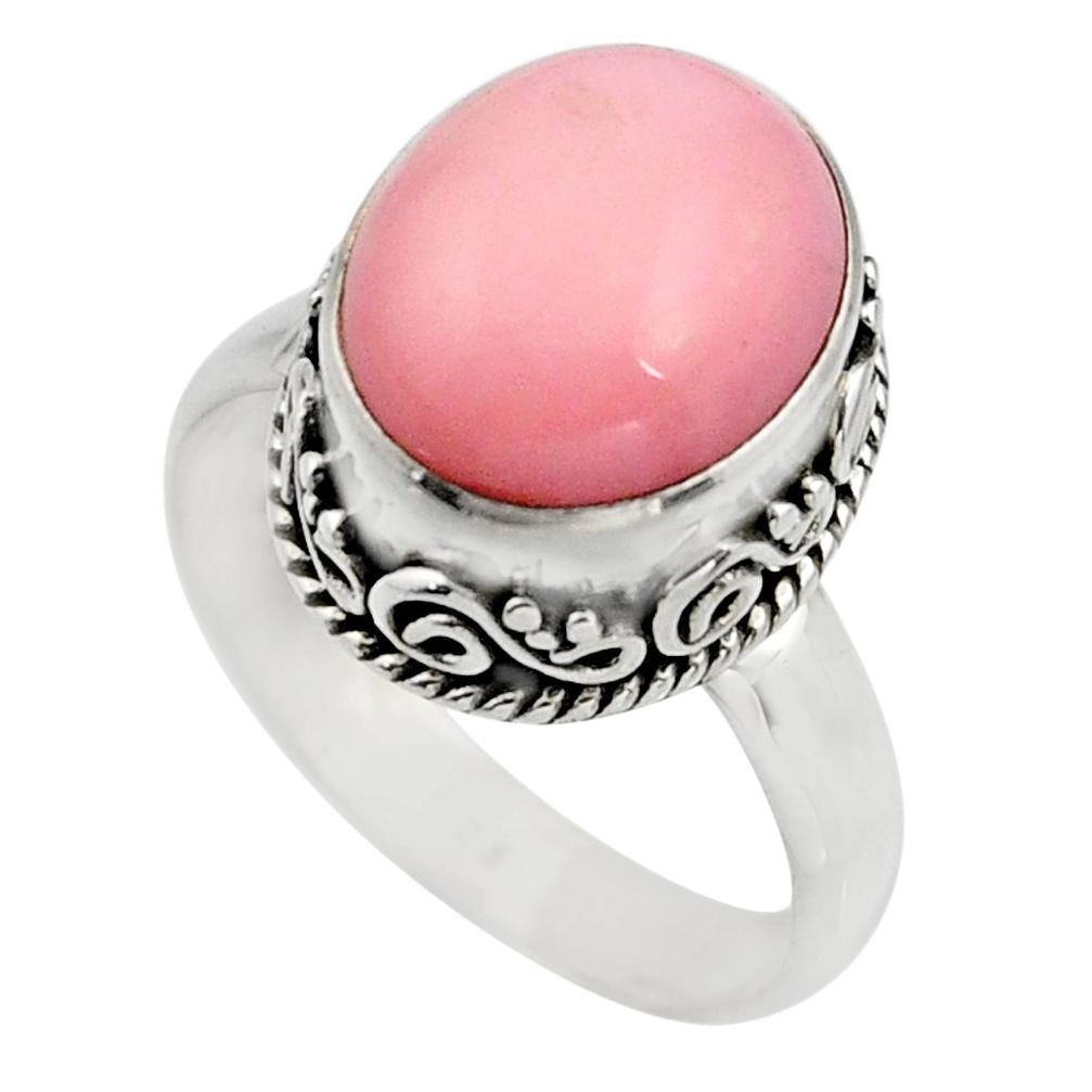 925 sterling silver 5.08cts natural pink opal solitaire ring size 7.5 r15476