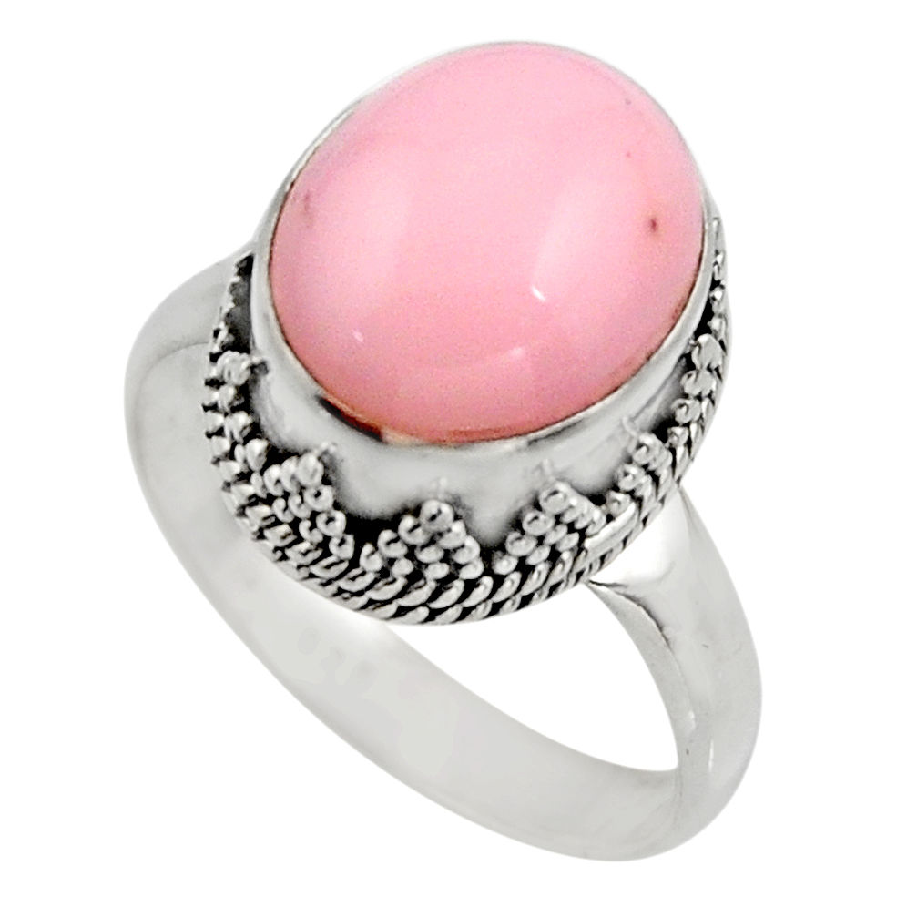 5.53cts natural pink opal 925 sterling silver solitaire ring size 8 r15479