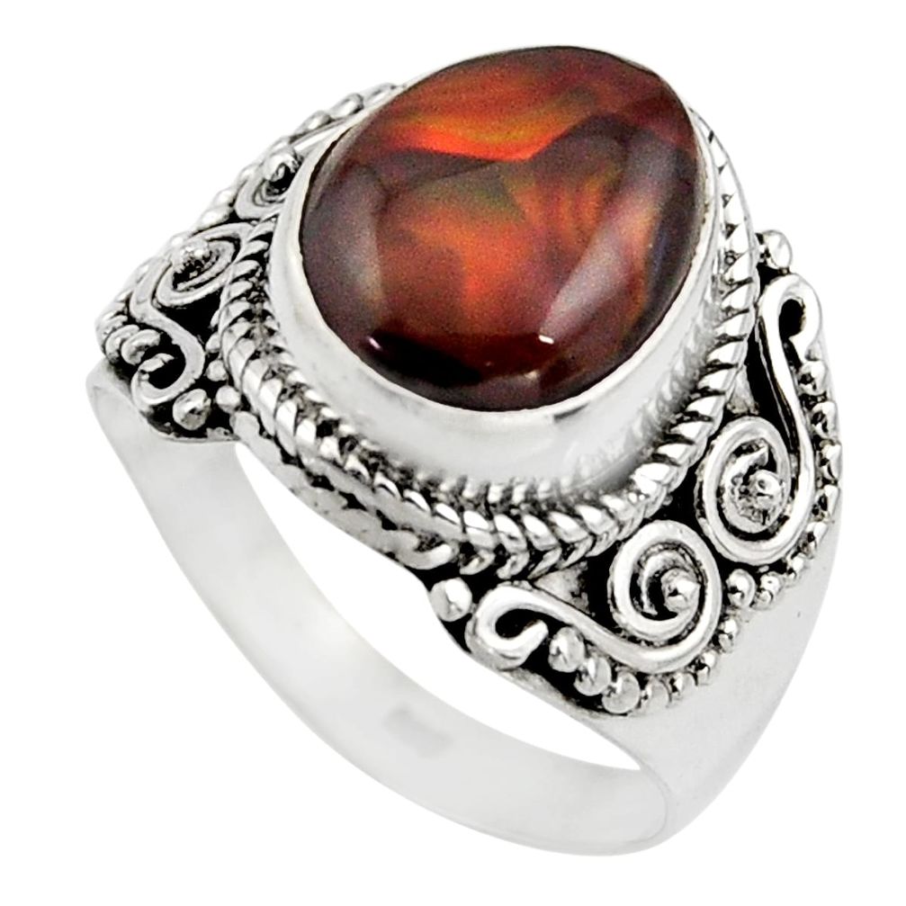 5.83cts natural mexican fire agate 925 silver solitaire ring size 8.5 r15510