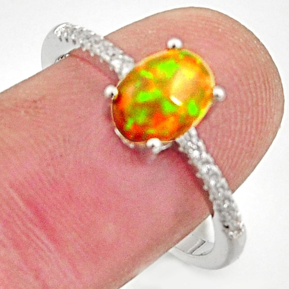 2.50cts natural multi color ethiopian opal topaz 925 silver ring size 8.5 r15521