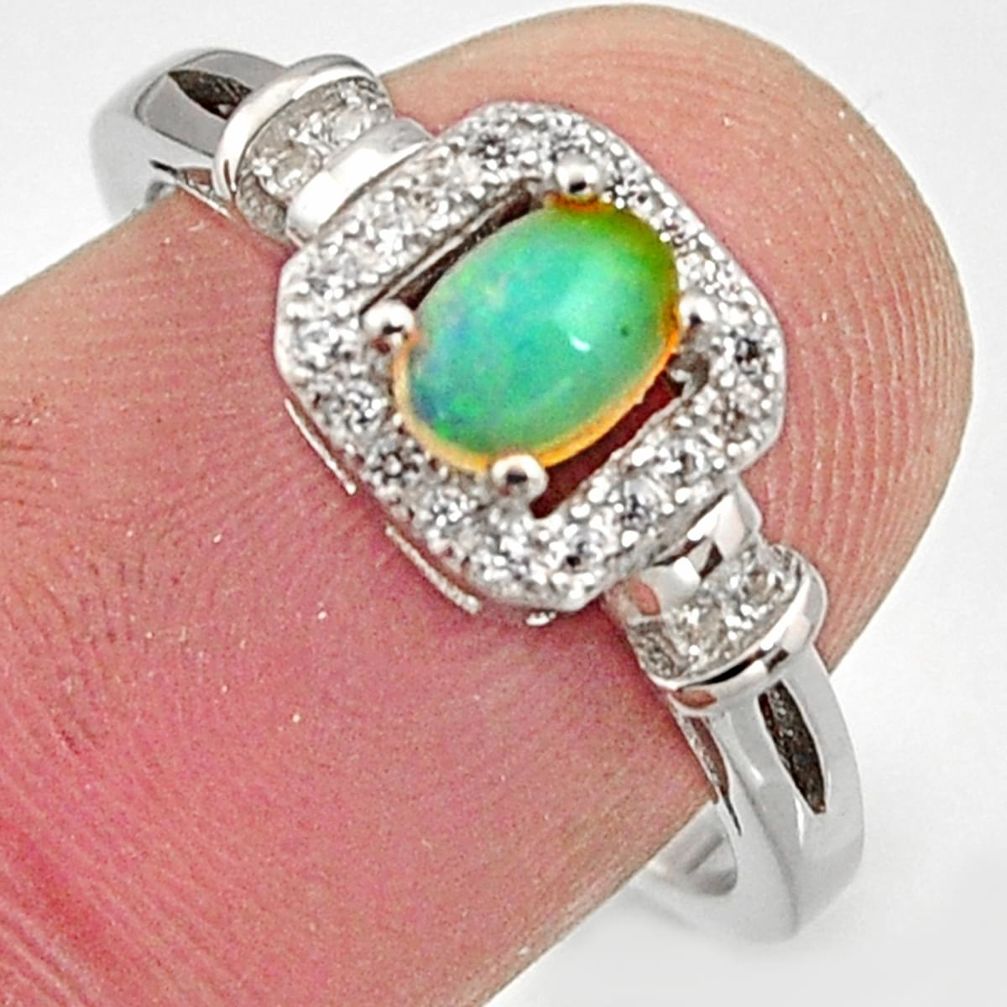 1.96cts natural multi color ethiopian opal topaz 925 silver ring size 7.5 r15524