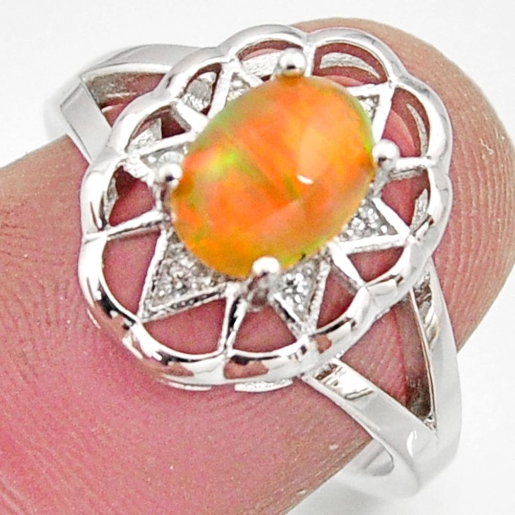 2.33cts natural multi color ethiopian opal topaz 925 silver ring size 7 r15527