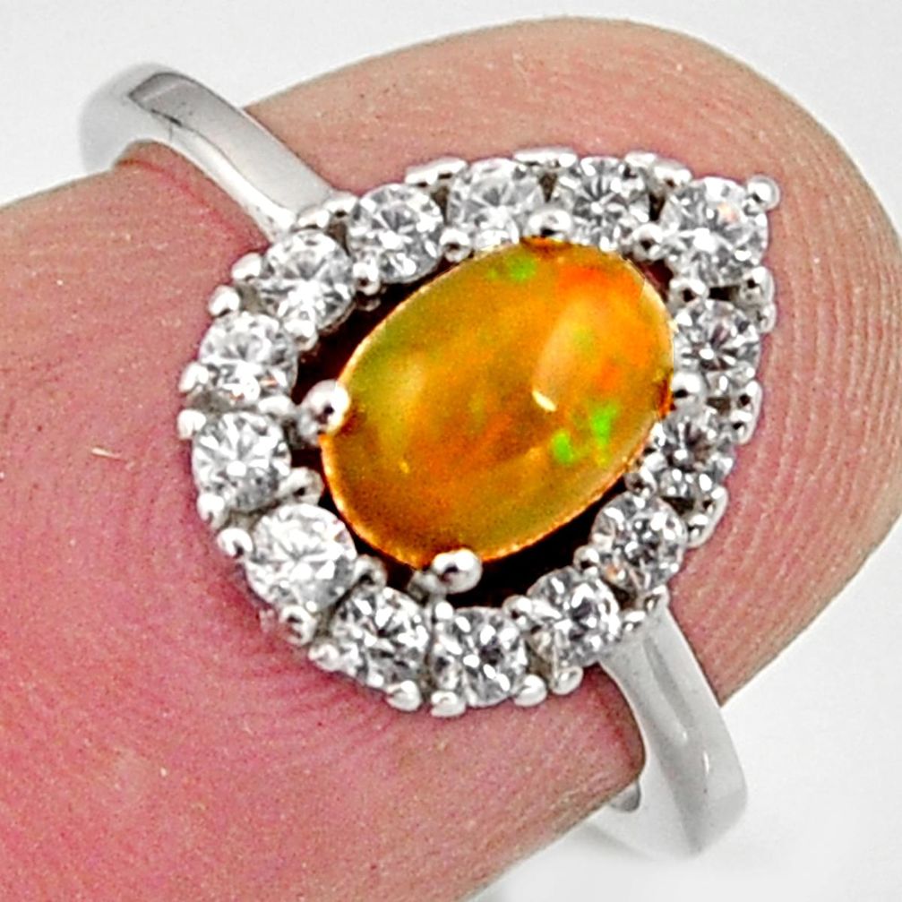 925 silver 1.88cts natural multi color ethiopian opal topaz ring size 5 r15530
