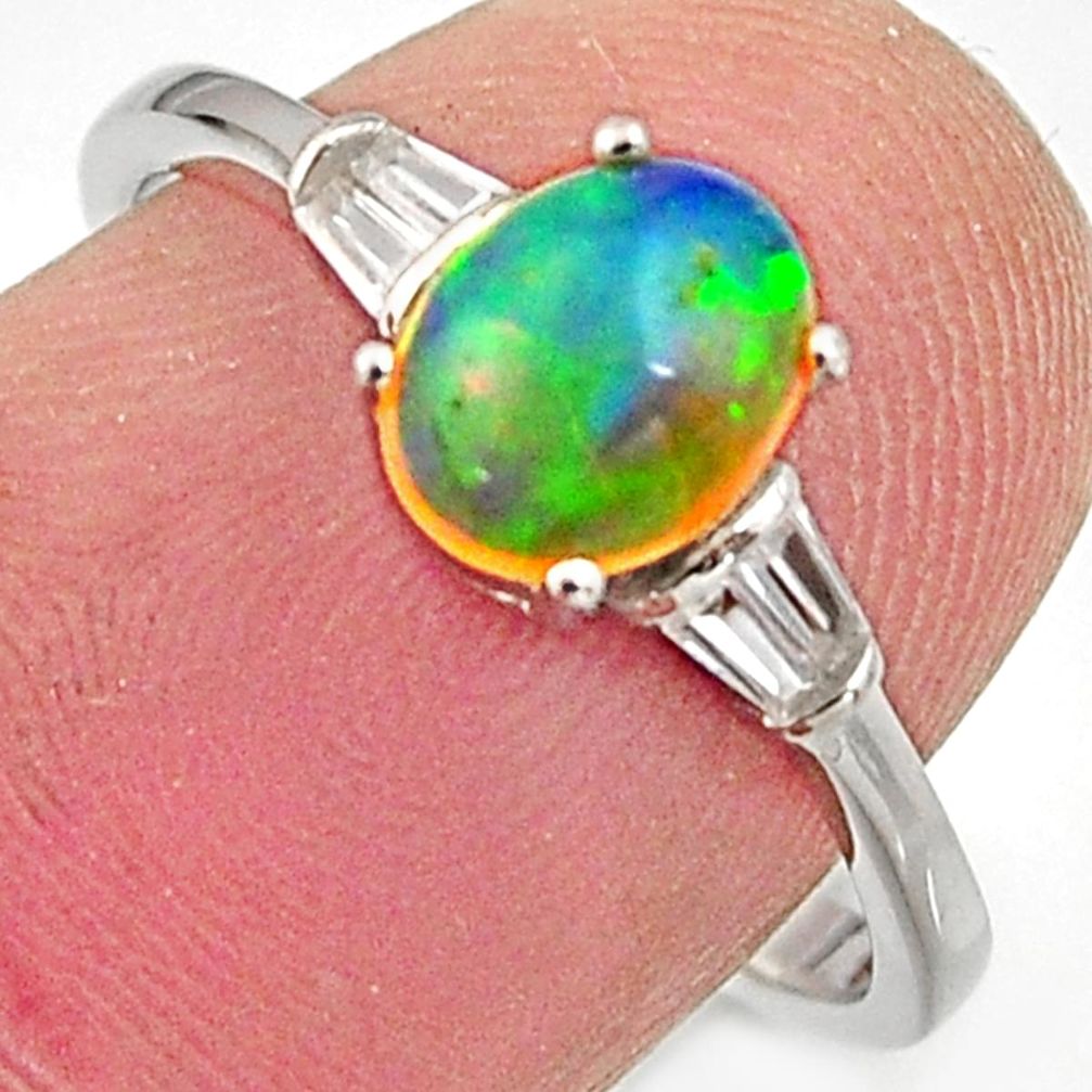 2.71cts natural multi color ethiopian opal topaz 925 silver ring size 7.5 r15531