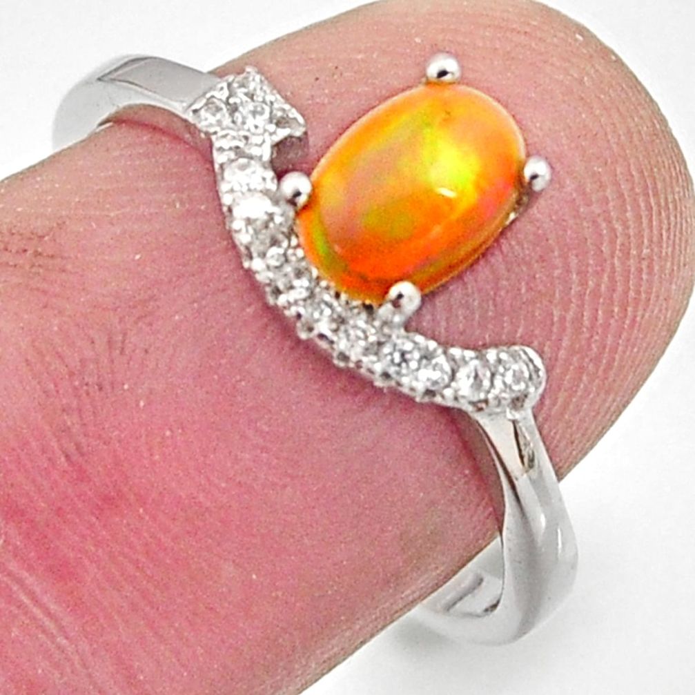 2.03cts natural multi color ethiopian opal topaz 925 silver ring size 7.5 r15534