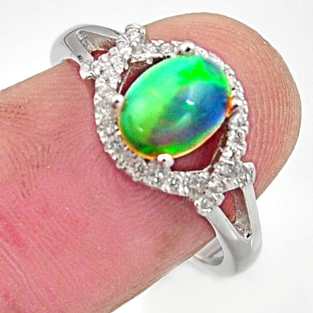 925 silver 2.92cts natural multi color ethiopian opal topaz ring size 7.5 r15540