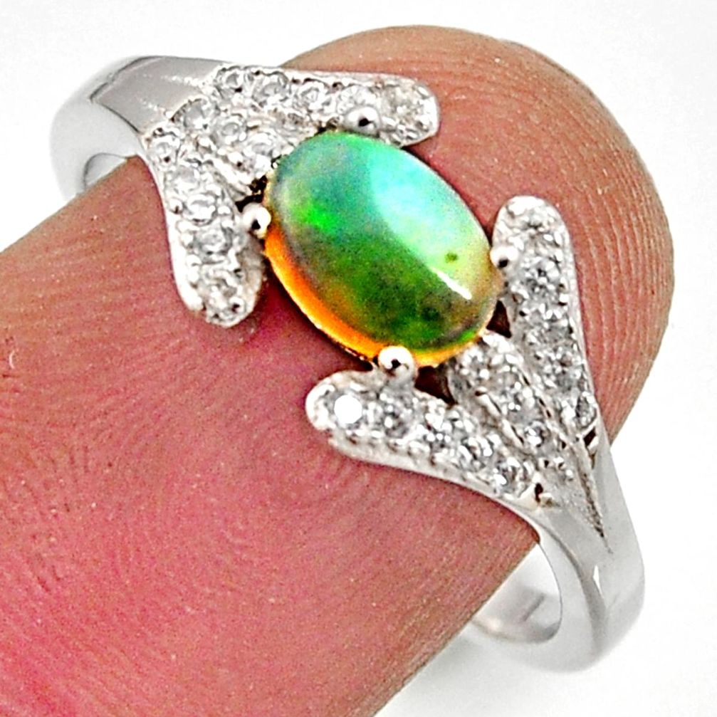 2.93cts natural ethiopian opal 925 silver ring size 8.5 r15548