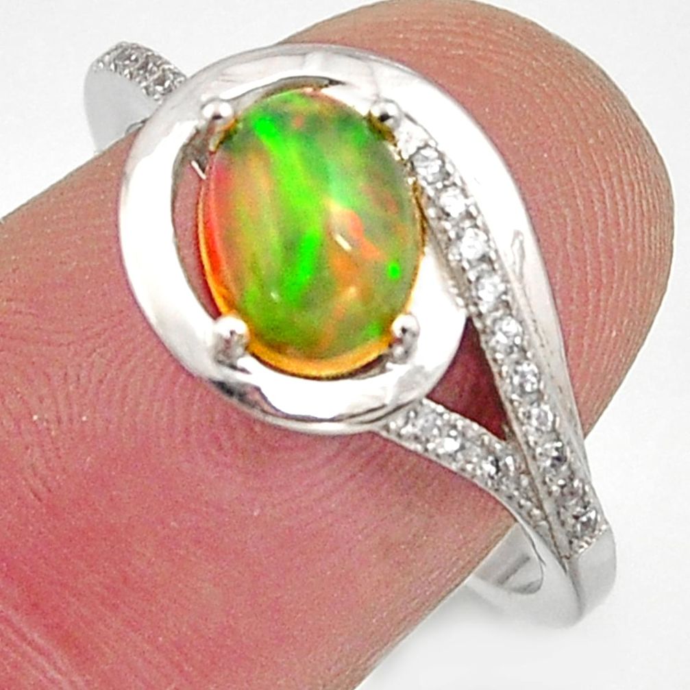 2.86cts natural multicolor ethiopian opal 925 silver ring size 7.5 r15554